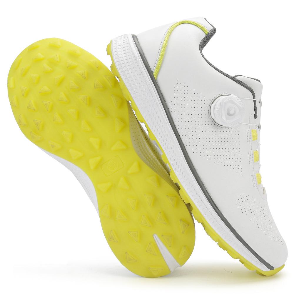 Men's Waterproof Breathable Golf Shoes with Fixed Spikes and Buttons