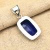 Blue Sapphire Lab-Created Gemstone Handmade 925 Solid Sterling Silver Jewelry Pendant