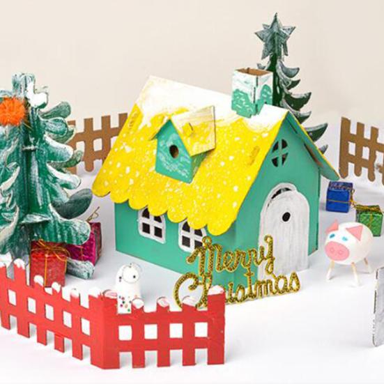 1 Set Interactive Handmade DIY Assembly Kit Paper Creative House Shape DIY Assembly Accessories for Children