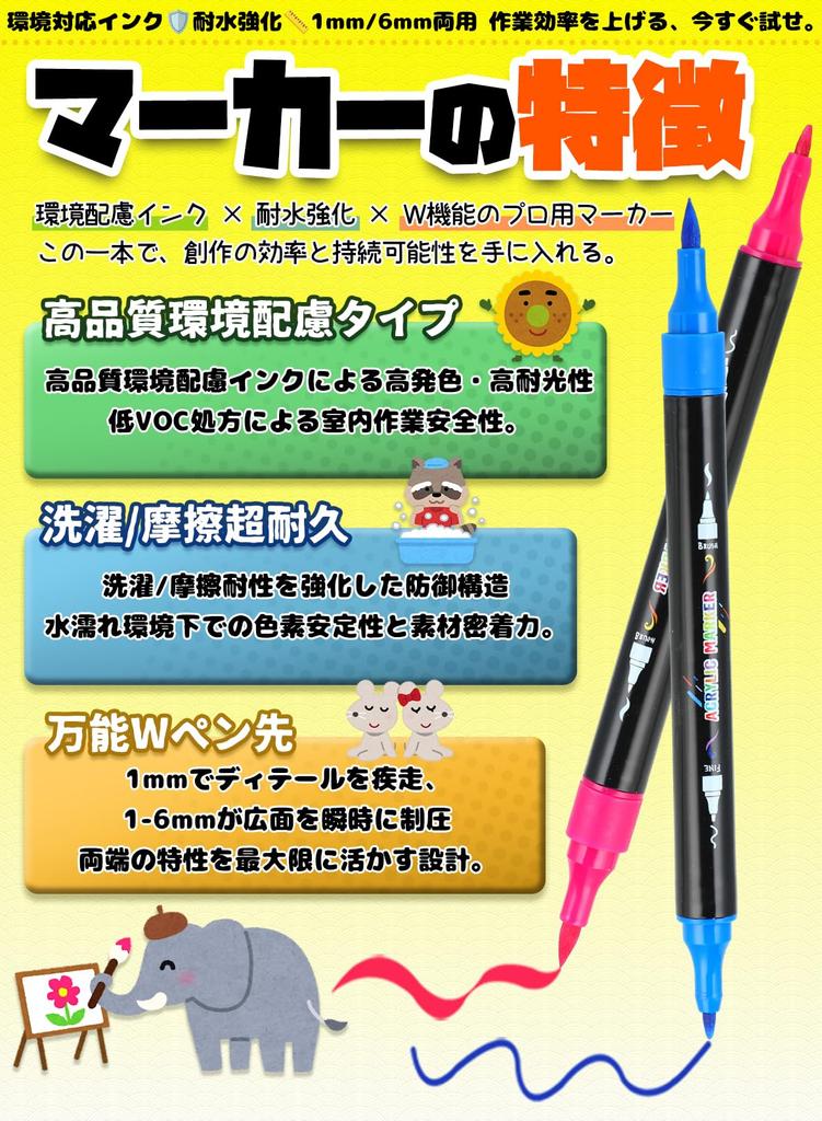 Acrylmarker 30 mit dicker und feiner Spitze zum Schreiben und Perfekt für Kunst und Set, Farben, Wasserbasiert, Ungiftig, Wasserdicht, Schnelltrocknend,