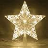 Christmas Decoration LED Glowing Tree Topper Five Pointed Star Christmas Tree Ornaments Home Decor Navidad New Year 2025 Decor