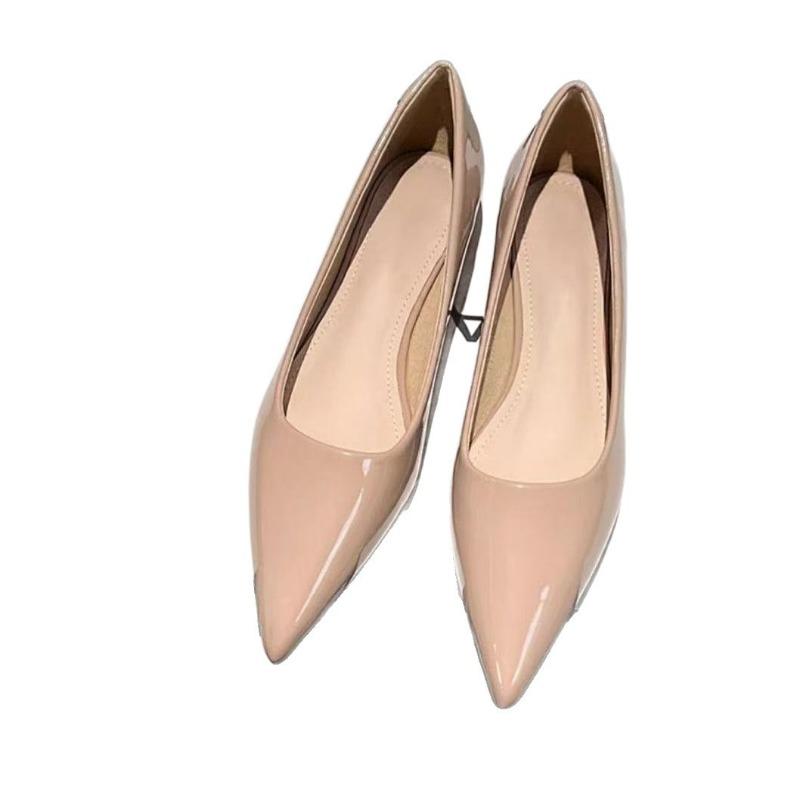 Autumn new simple pointed nude flat shoes women's soft-soled light-mouth shoes versatile commuter single shoes women