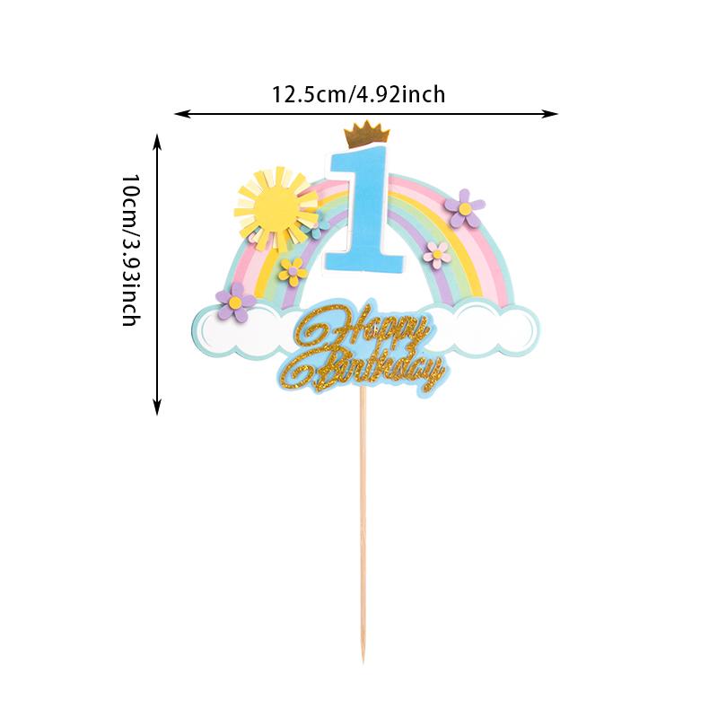 Rainbow Birthday Cake Topper for Kids 1st Birthday Party Decorations Rainbow Sun Cake Decor First Birthday Rainbow Cake Topper
