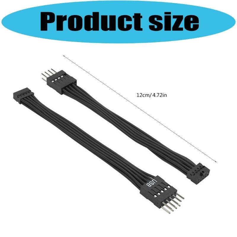 ABS Metal PVC Construction 9Pin To 10Pin USB Adapter Cable For Computer Motherboards Linkage Long Performances