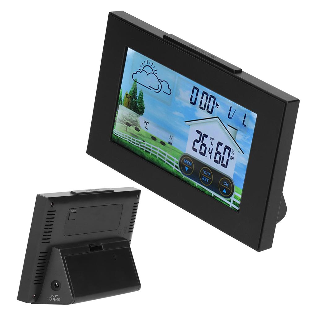 Weather Clock with Color Touch Screen Backlight Indoor Outdoor Thermometer Hygrometer Weather
