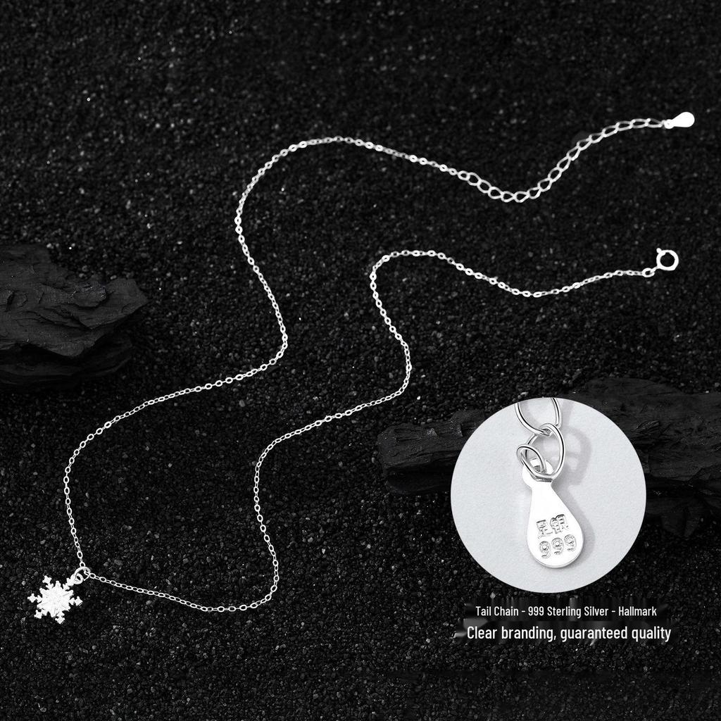 S925 Sterling Silver Snowflake Zircon Necklace | Women's Sweet Luxury Fashion Choker | Fresh Niche Clavicle Design