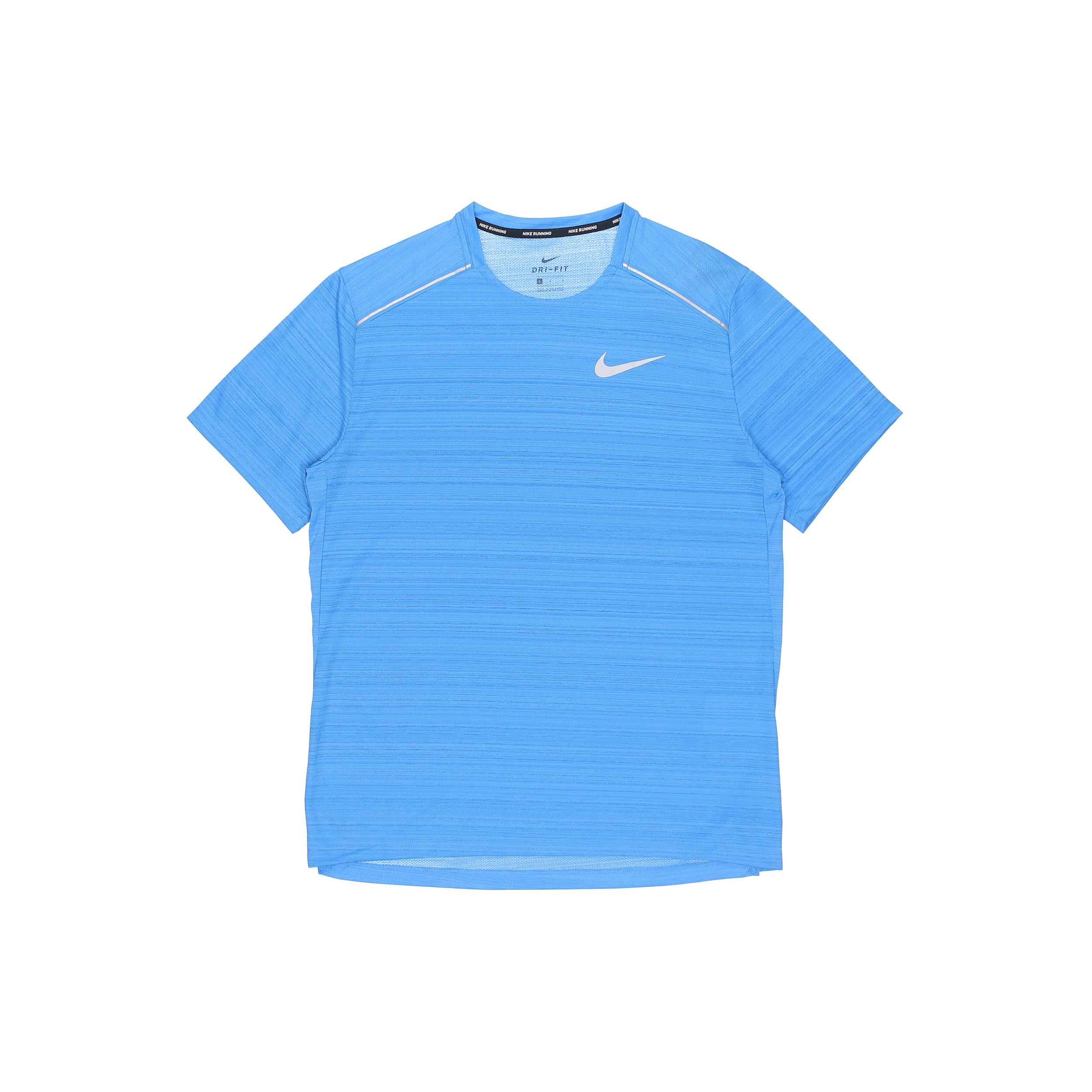Nike Dri Fit Running T Shirts Men s Blue Crew Neck Moderate Straight Fit CU0327-402 XL