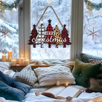 Christmas Sign Wooden Material Festive Multi-Pattern Christmas Tree Merry Christmas Design Home Yard Decor Accessory Hanging