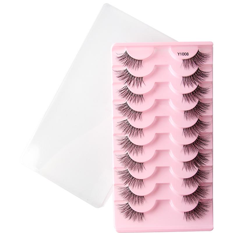 10-Pair Pack of Faux Mink Thick Half-Eye False Eyelashes