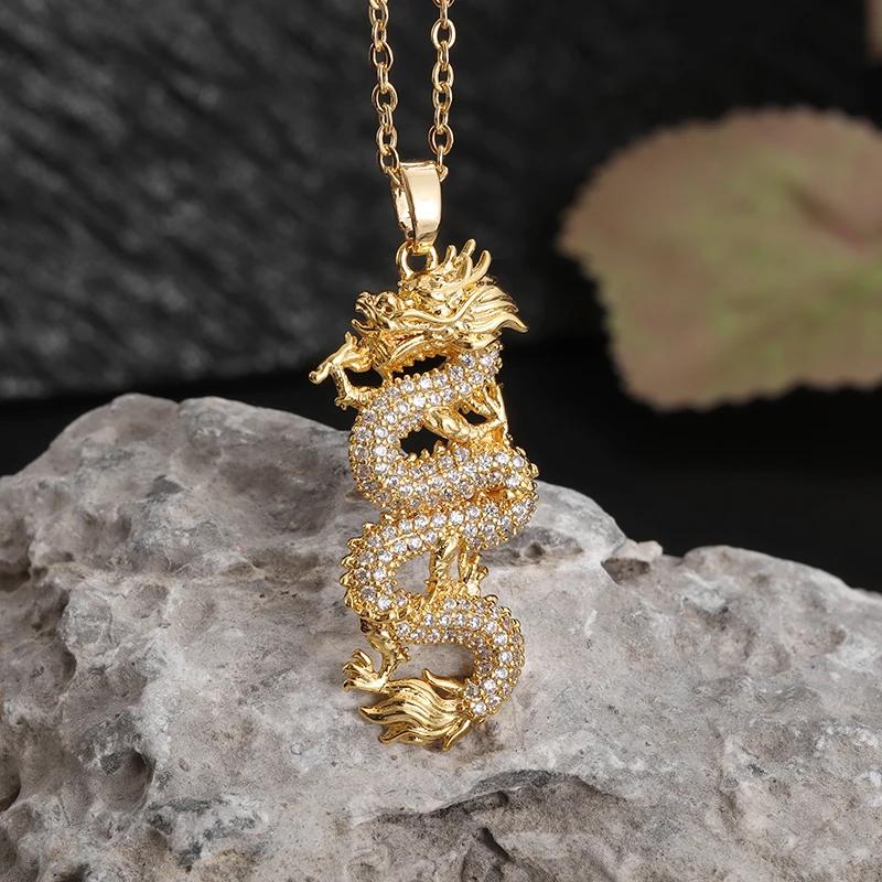 Prachtige Schitterende Zirconia Geluksdraak Hanger Ketting voor Mannen Vrouwen Mode Geluks Amulet Sieraden Cadeaus