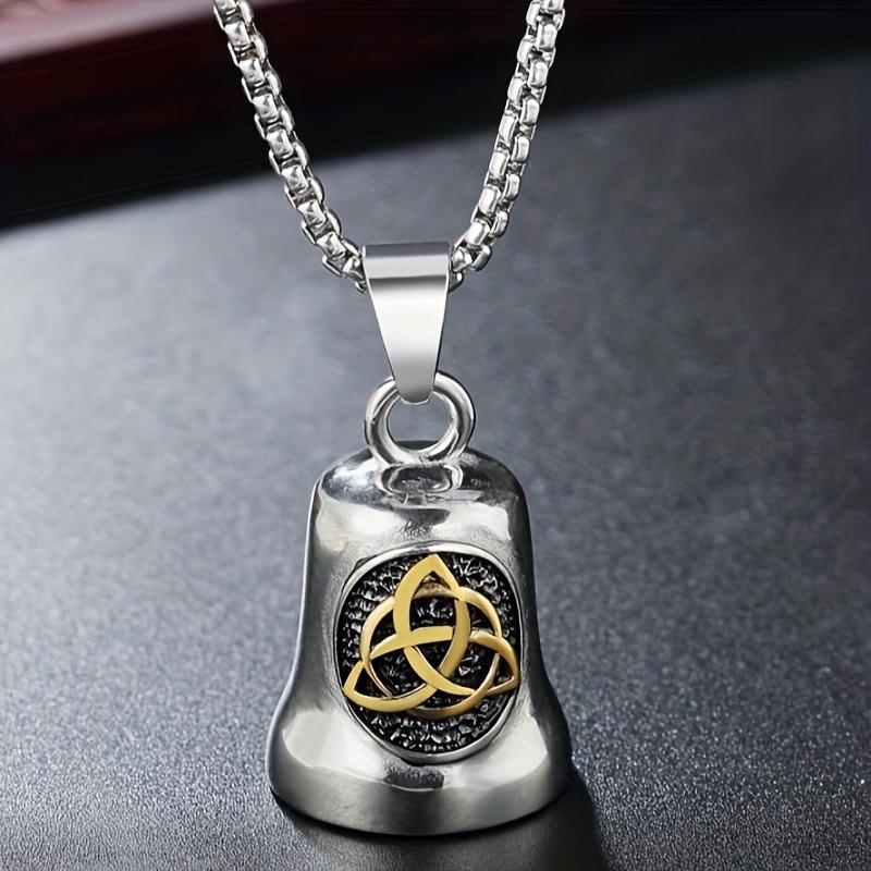 1pc Celtic Knot Bell Pendant Necklace Viking Rider Jewelry Gift for Men Women Fashion Charm