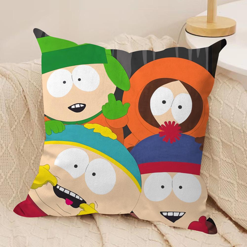 Cartoon Classic SSouth PPark Cushion Cover Silky Short Plush Invisible Zipper Dustproof Sofa Pillow Case For Home Decor