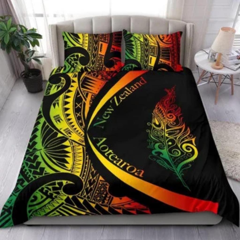 Comforter Cover Set New Zealand Bedding Set Blue Manaia Maori Silver Fern Duvet Cover
