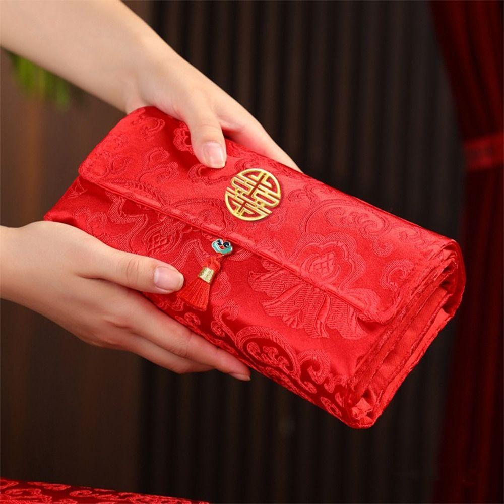 Chinese Style Folding Red Envelope Traditional Hongbao New Year Money Bag Bonus Blessing Wedding Money Envelope