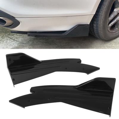 2PCS Car Rear Bumper Canard Lip Side Skirt Splitter Spoiler Glossy Black Universal Car Rear Bumper Spoiler Side Splitter
