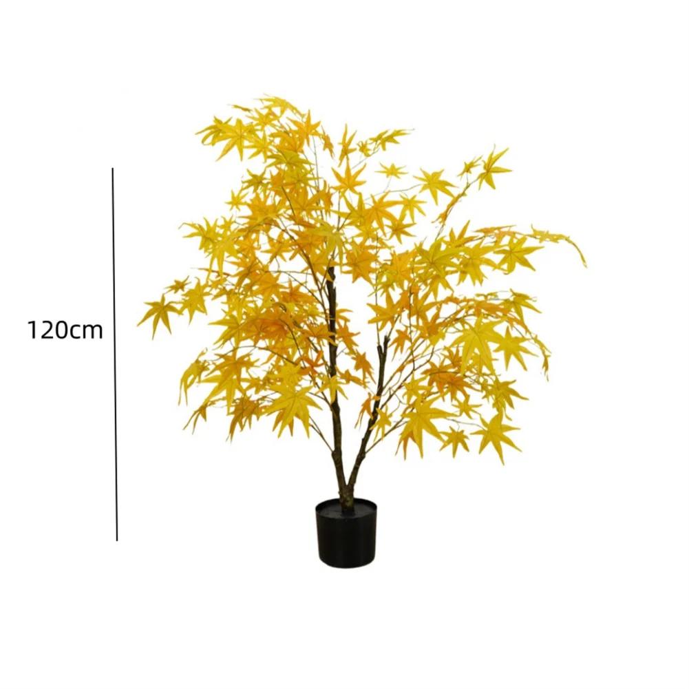 PVC Maple Tree Artificial Tree With Planter 3.9ft/4.9ft/5.9ft Faux Leaves Branches Maple Tree For Fall Party Home Decoration