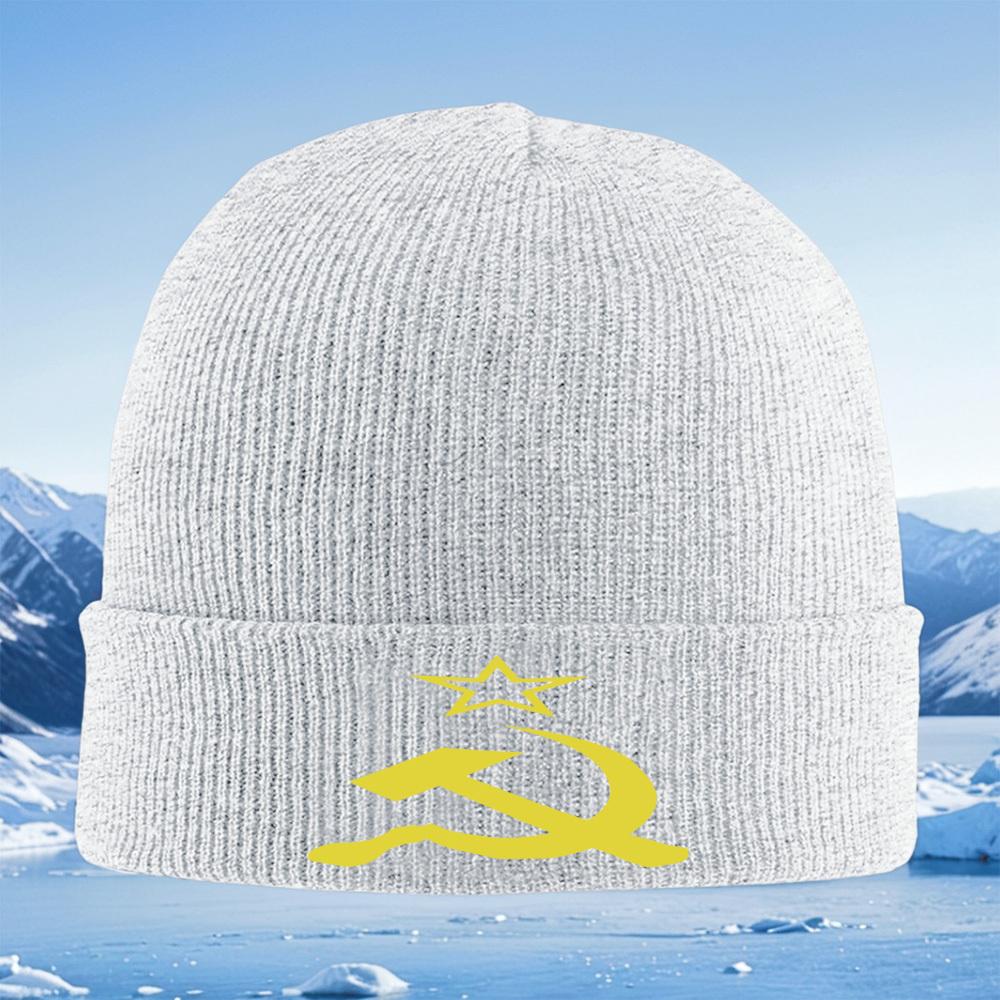 Star Hammer Sickle Symbol Emblem Men Women Unisex Knitted Hat Beanie Pullover Cap Winter Thermal Warm Christmas Outdoor Cycling