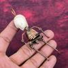 Howlite Pendant Copper Wire Wrapped Jewelry Titanium Bead Eyes & Skull Bone Face Pendant
