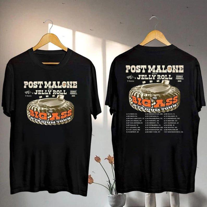Post Malone Big Ass Stadium Tour 2026 Shirt Post Malone And Jelly Roll Shirt XL