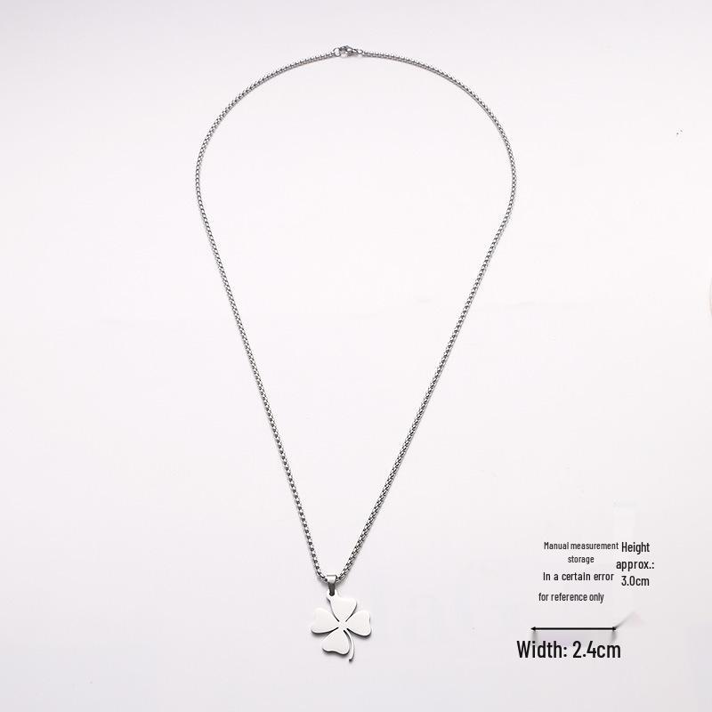 Náhrdelník z titanové oceli čtyřlístek - Unisex lehký luxusní módní doplněk