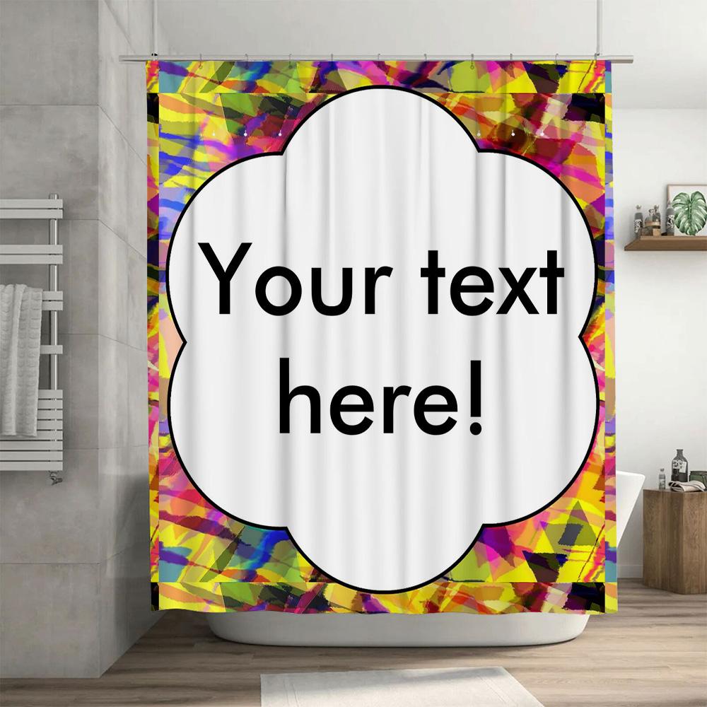 Customizable Printed Shower Curtain for Bathroom Decor with Black Frame Waterproof Fabric Personalized Home Goods Decoration Ide