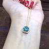 3Ct High Carbon Diamond PT950 Plated Blue Green Moissanite Pendant Women Jewelry Set