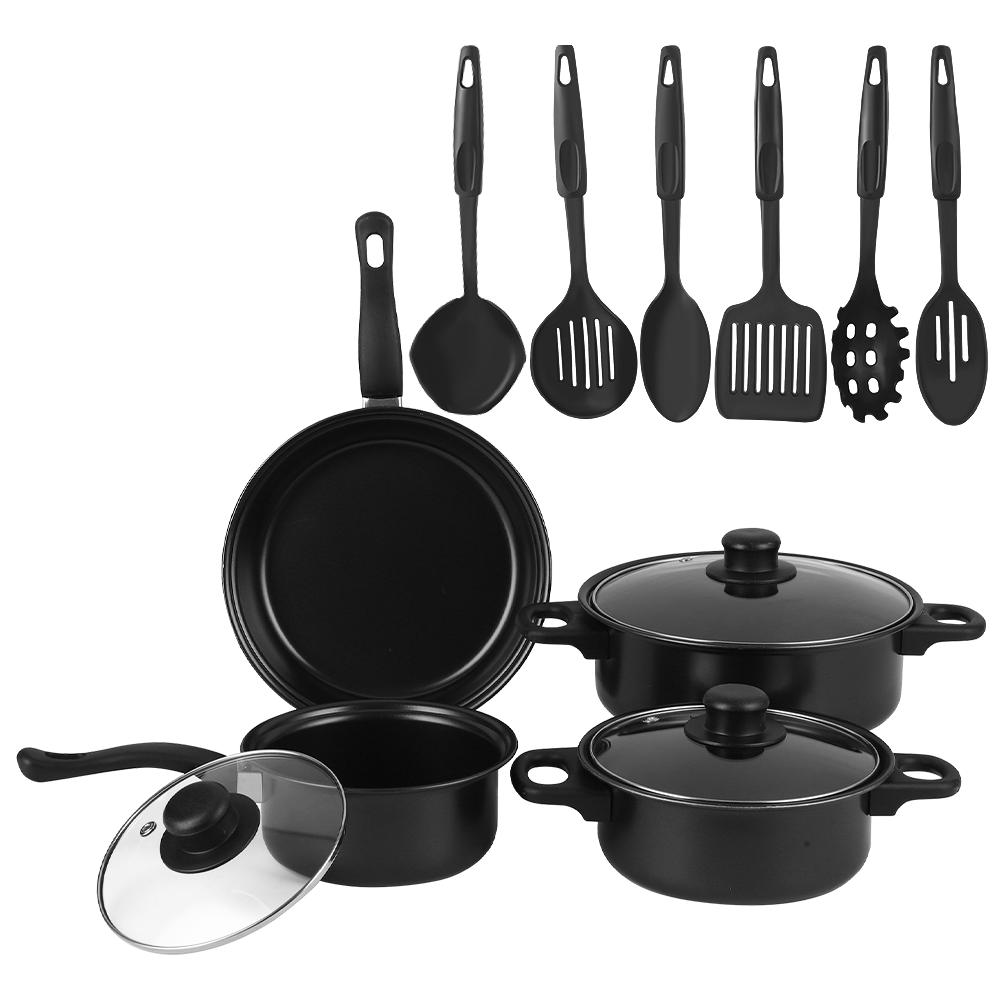 

Kitchen Essentials 13pcs Refined iron Cookware Set Non-stick Frying Pan Multi-purpose Pan for Frying, Simmering and Stir-frying чёрный