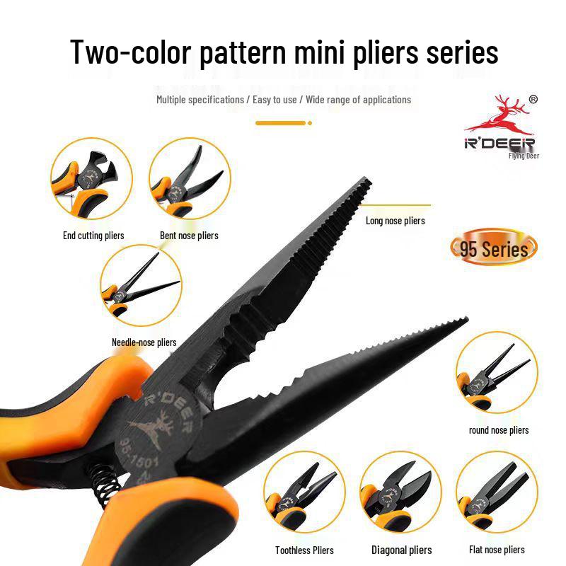 Feilu Tool: Mini Long Nose, Diagonal Cutting, Flat Nose, Needle Nose (No Teeth), Round Nose, Bent Nose Pliers, 5 Steel Wire Cutters. Needle Nose Pliers
