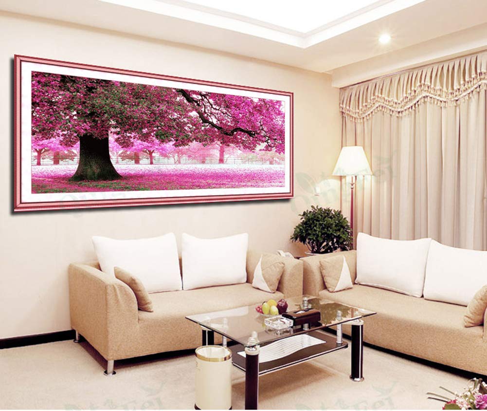 R-STYLE Cross-stitch embroidery kit with beautiful design that you'll admire even after completion, includes embroidery tools (cherry blossom pattern)