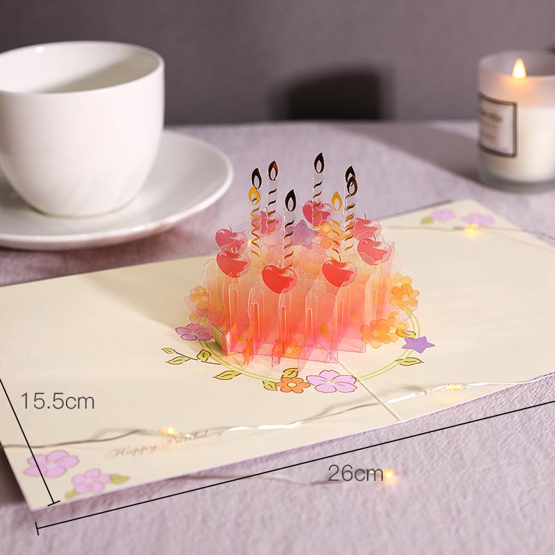 3D Crystal Cake Birthday Greeting Card - Creative Handmade Message Card