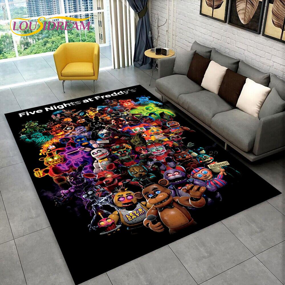 Horror Game FNAF Movie Freddy Bonnie Carpet Rug for Home Living Room Bedroom Sofa Doormat Decor,kids Play Area Rug Non-slip Mat