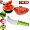 Stainless steel watermelon slicer and fruit slicer - straight blade for precise slicing, durable kitchen tool for safe and effic