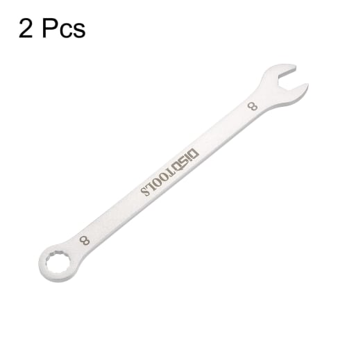 uxcell Combination Spanner, Ratchet Wrench, Thin Spanner Wrench Set, 8mm, 2-Piece CR-V Steel Wrench Set, Mirror Finish, Rust-Resistant Plating, 15 Op