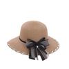 Polyester Sun Hat With Large Brim And Bow For Summer Beach Outings