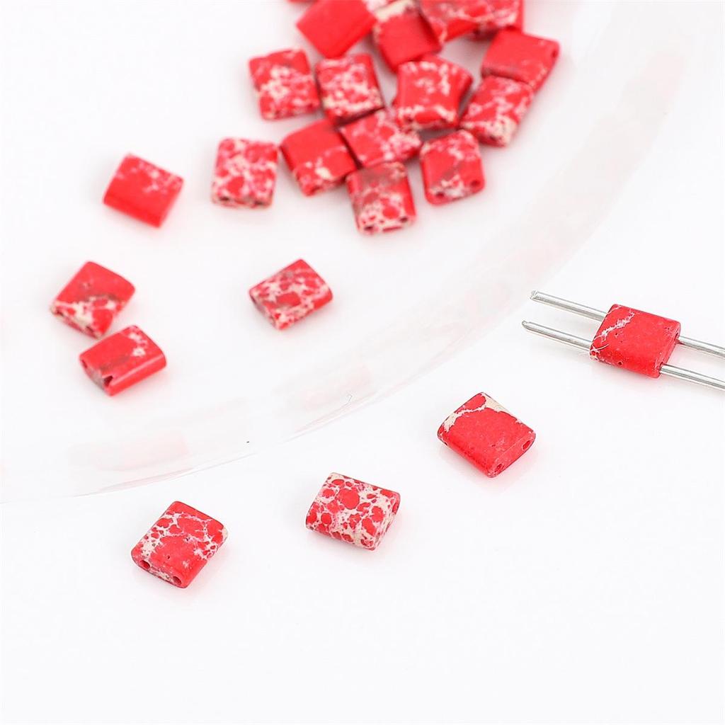 Black Hematite Emperor Stone Square Two-Hole Loose Beads for DIY Jewelry Making