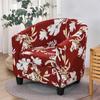 Club Chair Slipcover Stretch Armchair Covers Floral Print Tub Chair Cover Spandex Single Couch Cover with Seat Cushion Slipcover