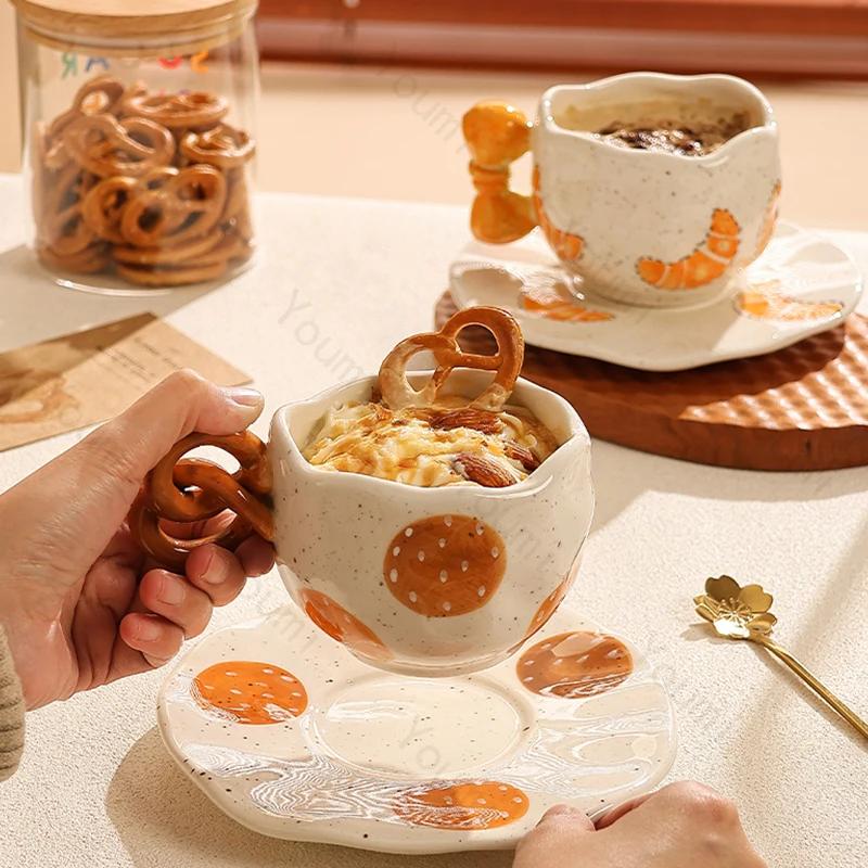 Cute Cartoon Ceramic Cups High End Exquisite Afternoon Tea Coffee Cup Set Household Breakfast Milk Mug Office Tableware Gifts