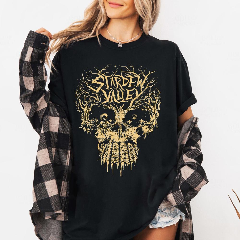 Stardew Valley Shirt Skull Tree Graphic Tee Gamer Apparel Stardew Valley Shirt Skull Tree Graphic Tee Gamer Apparel S