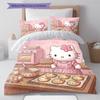 Hello Kitty Cute Pattern Bedding,Quilt Set Quilt Cover Pillowcase Home Birthday Gift(1 * Duvet Cover + 2 * Pillowcase, Without Core)