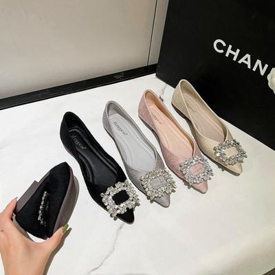 Puntige strass flits temperament dames schoenen herfst nieuw veelzijdig platte zool ondiepe mond één pedaal enkele schoenen dames