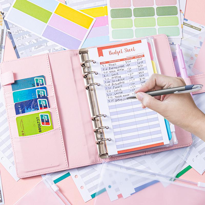 Cross-Border A6 Macaron Cash Budget Notebook with Creative Labelable Journal Binder