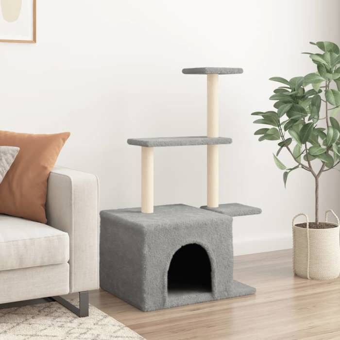 VidaXL Cat Tree with Sisal Scratching Posts Light Grey 110 Cm 172104