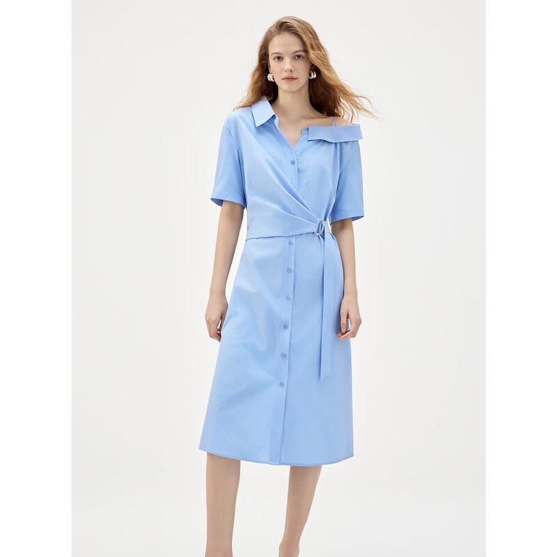 ELLE Elegant Off-Shoulder Design Shirt Dress