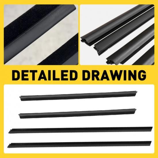 For 2008-2013 Honda Fit Jazz 4Pcs Weatherstrip Window Moulding Trim Seal Belt