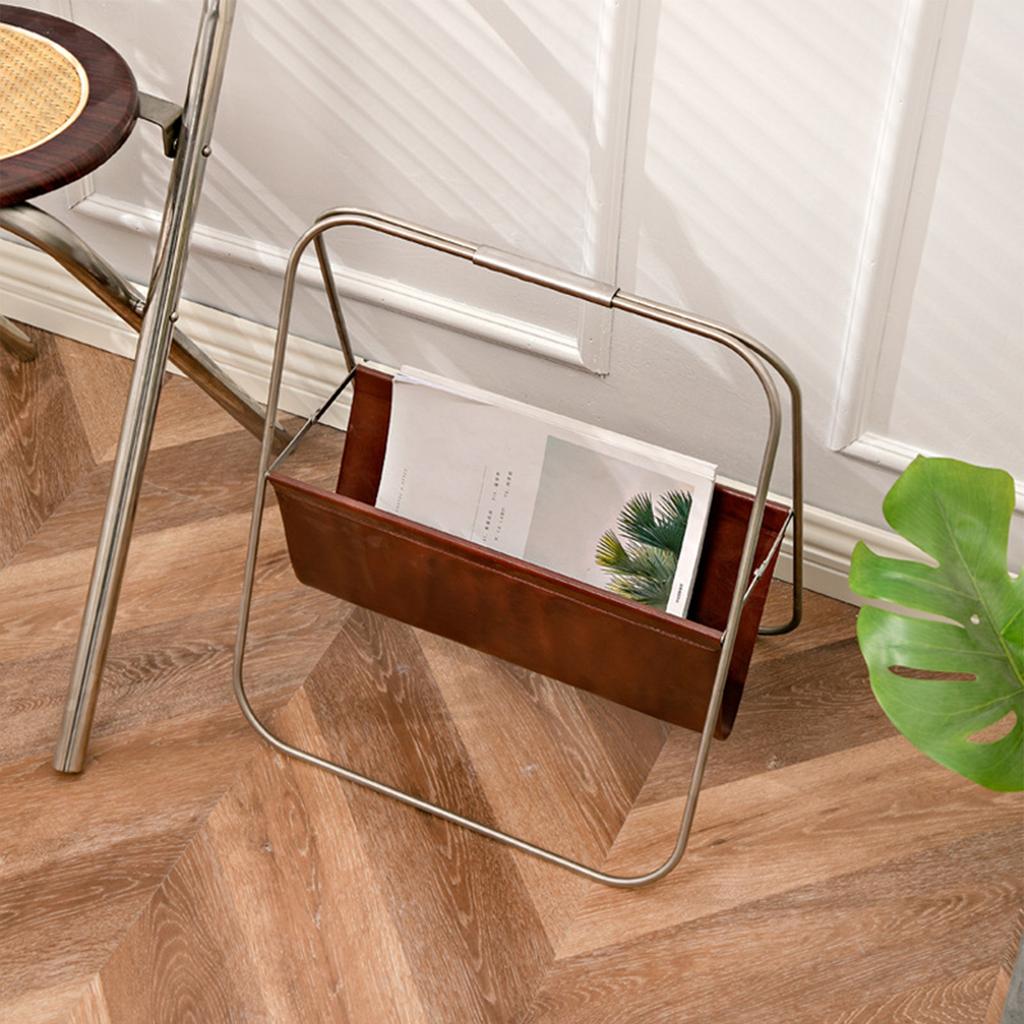 Zeitschriftenständer Edelstahl Leder Stabil Tragfähig Elegant Bodenstehend Buch Zeitung