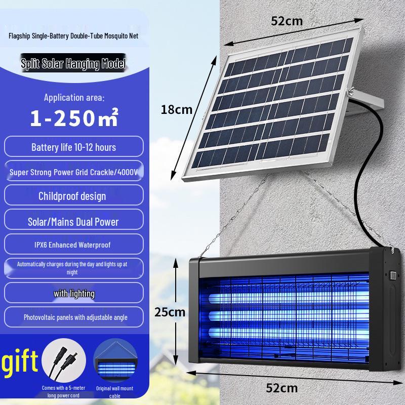 Solární vodotěsná lampa proti komárům pro venkovní použití - Vysokovýkonné fialové světlo