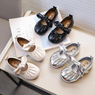 Children's Leather Shoes Simple Versatile Girls Causal Bowknot Shoes Fashion Spring Autumn Kids Versatile Flat Shoes Soft Bottom