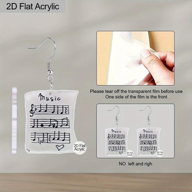 2D Flat Sheet Music Pattern Acrylic Material Dangle Earrings Birthday Party Jewelry, Christmas Thanksgiving Gifts