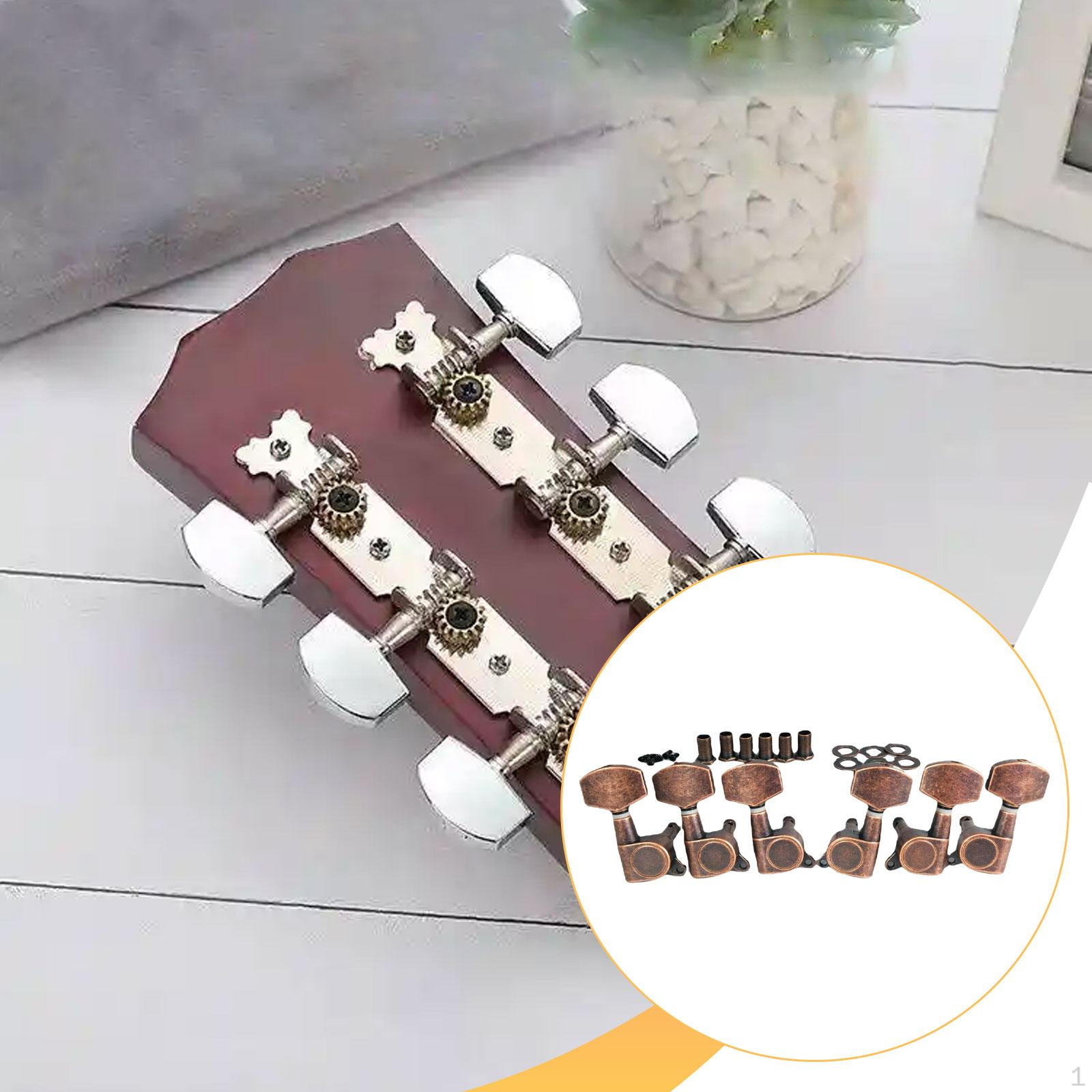 6Pcs Pegs Guitar Parts Accurate Tuning Spare Part Portable Upgrade High Performance Sturdy Bronze