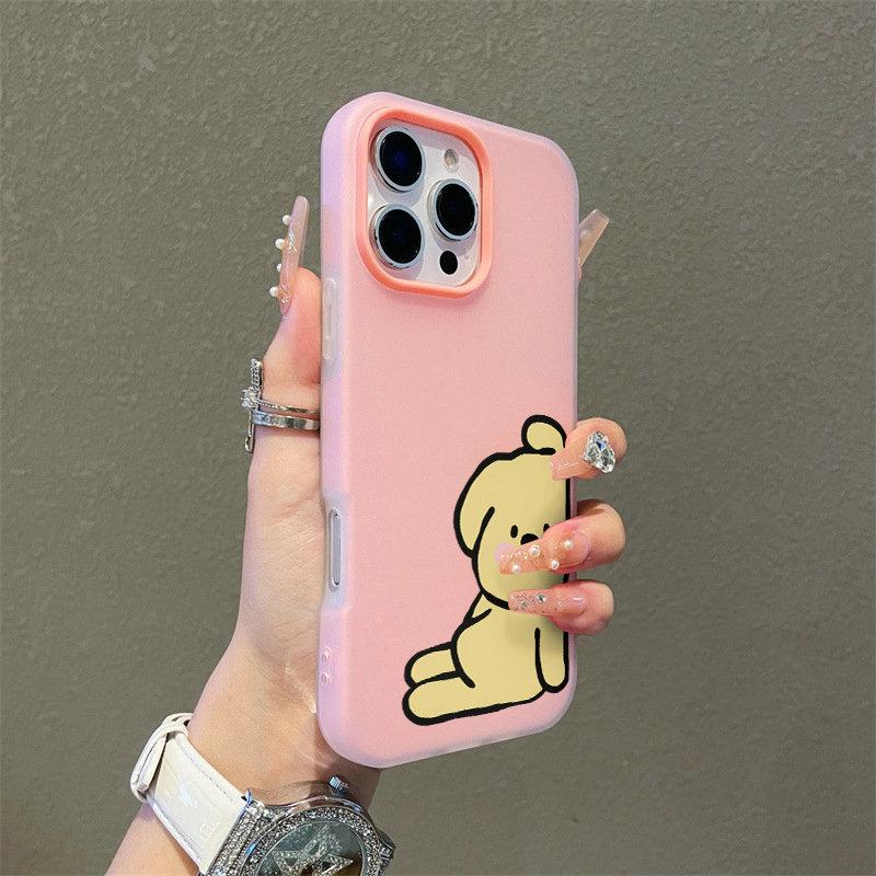 Patterned Matte Frosted Skin Feel Casing PC+TPU 2in1 Tired Dog Printed Protective Cover Soft Back Case